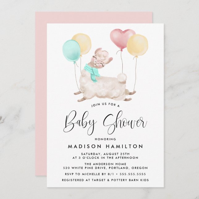 Convites Doce Chá de fraldas Llama (Frente/Verso)