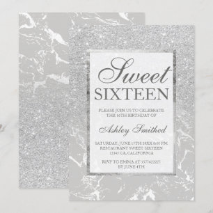 Convites Doce chique elegante 16 do brilho de mármore das