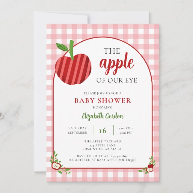 Convites Doce Chuvinha de Amor para o Bebê Gingham (Frente)