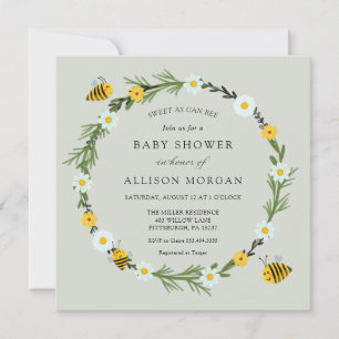Convites Doce Como Chá de fraldas De Abelhas