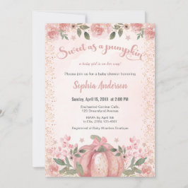 Convites Doce Como Chá de fraldas De Garota Floral Rosa-Pum