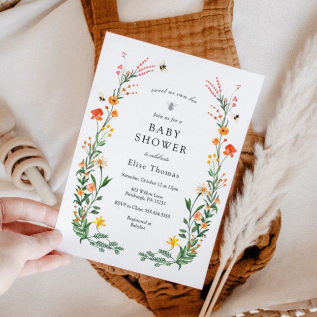 Convites Doce como Chá de fraldas do Jardim de Flor Selvage (Criador carregado)