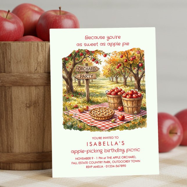 Convites Doce Como Torta de Maçã Outono Pomar Aniversário P (Fall birthday invitation with apple theme by Darling & May (order printed or digital))