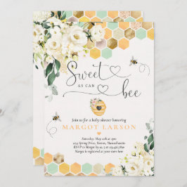 Convites Doce Como Uma Abelha Chá de fraldas Verde Branco F