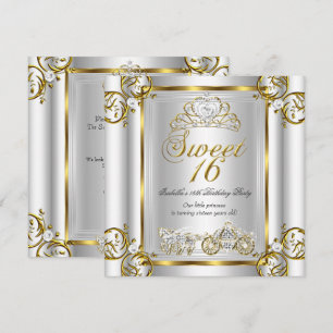 Convites Doce Conto de Fadas 16 16º Aniversário Dourado Pra