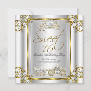 Convites Doce Conto de Fadas 16 16º Aniversário Dourado Pra