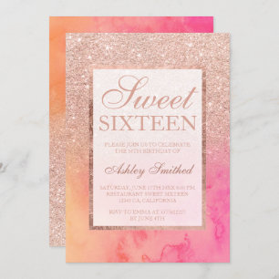 Convites Doce cor-de-rosa 16 da aguarela do rosa do ombre