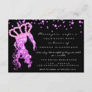 Convites Doce da 16.ª Coroa Princesa Confetti Preto Rosa