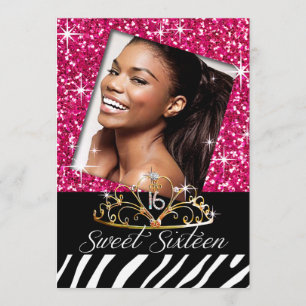 Convites Doce da zebra da tiara de Bling uma celebração d