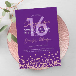 Convites Doce de Brilho Roxo rosa Dourado 16