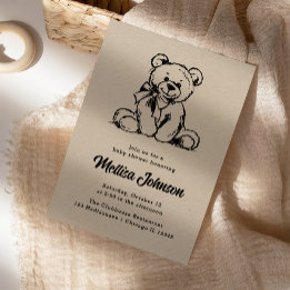 Convites Doce Design de Chá de Bebê Urso de Desenho Neutro