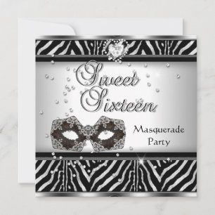 Convites Doce Dezesseis 16 Aniversário Festa Zebra Mascarad