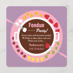 Convites Doce Dezesseis Aniversário das Meninas Fondue