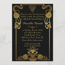 Convites Doce Dezesseis Aniversários, estilo Gatsby, preto 