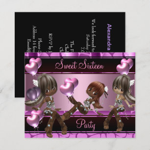 Convites Doce Dezesseis Balões de Festa de aniversário Rosa