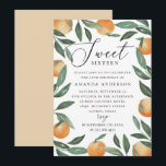 Convites Doce Dezesseis | Citrus Orange & Greenery Birthday<br><div class="desc">Comemore um marco em estilo com este doce convite de aniversário de 16 anos com laranjas aquáticas e folhas verdes e exuberantes. O título elegante do script e o layout limpo destacam o nome da aniversariante, os detalhes da festa e as informações de RSVP de uma forma nova e moderna....</div>