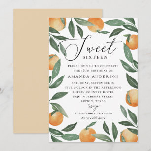 Convites Doce Dezesseis   Citrus Orange & Greenery Birthday