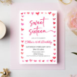 Convites Doce Dezesseis Corações Vermelhos Cor-de-Rosa 16ª<br><div class="desc">Este é um Doce 16 Corações Rosa Vermelho 16º Convite de aniversário!</div>