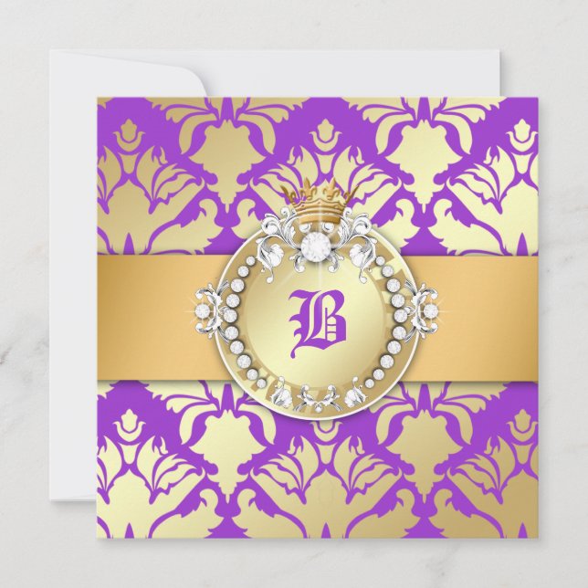 Convites doce dezesseis da rainha do Shimmer do damasco (Frente)