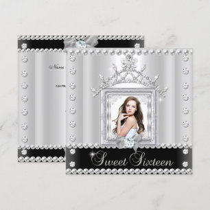Convites Doce Dezesseis Doce 16 Festa de aniversário Preto 