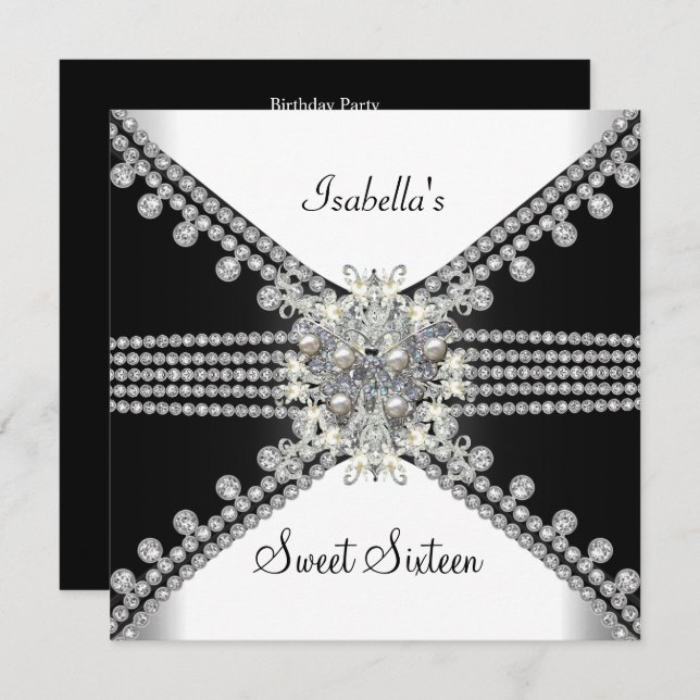 Convites Doce Dezesseis Doçosos 16 Borboletas Pretas (Frente/Verso)