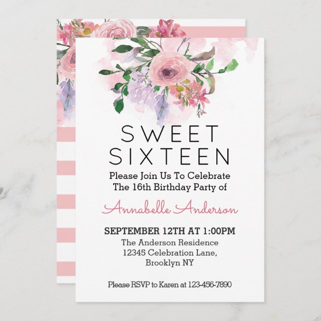 Convites Doce Dezesseis e Dezesseis e Dezesseis Noivais Cor (Frente/Verso)