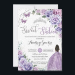 Convites Doce Dezesseis e Dezesseis Princas Florais Roxas A<br><div class="desc">Personalize este adorável convite de 16 de aniversário com uma redação própria,  fácil e rapidamente,  basta pressionar o botão personalizá-lo para reorganizar e formatar o estilo e a colocação do texto. Itens correspondentes disponíveis no repositório! c) O Feliz Cat Studio</div>