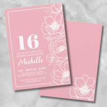 Doce Dezesseis Floral Rosa Aniversário de 16 Anos