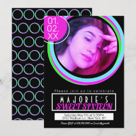 Convites Doce Dezesseis Neon Festa Clube Estilo Glow