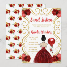 Doce Dezesseis pardos castanhos princesa em vermel