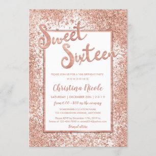 Convites Doce Dezesseis Rosa - Chic Glitter 16º Aniversár