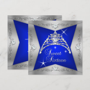 Convites Doce Dezesseis Tiara Azul Prata