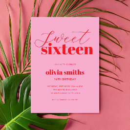 Convites Doce Dezesseis Vermelhos Rosa Modernos 16º Anivers