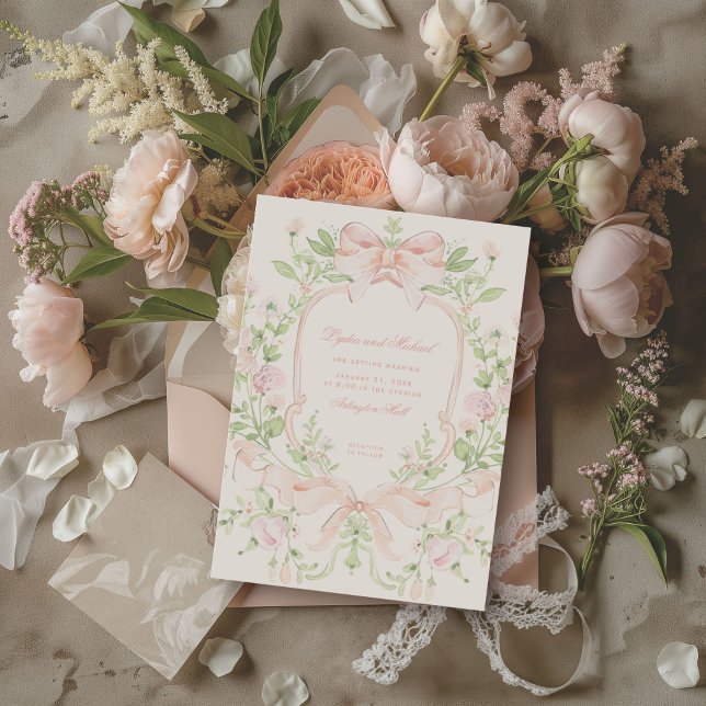 Convites Doce doce com Arcos de Casamento Rosa Esbranquiçad (Criador carregado)