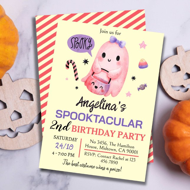 Convites Doce e assustador segundo aniversário de doces fan (Criador carregado)