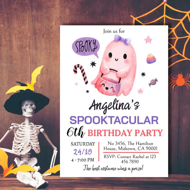 Convites Doce e doido, 6 de aniversário de doce fantasma (Criador carregado)