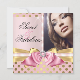 Convites Doce e Fabuloso Pontos Pink Gold de Bolinhas de An