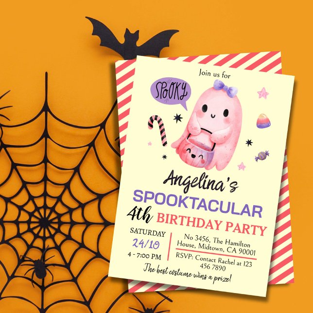 Convites Doce e fantasma assustador doce 4.º aniversário Ha (Criador carregado)