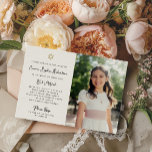 Convites Doce e Simples | Foto Bat Mitzvah<br><div class="desc">Este convite simples e na moda,  preto e branco do Bat Mitzvah apresenta uma tipografia falsa,  estilo vintage e uma estrela dourada de David com sua foto. Um olhar elegante e clássico minimalista que ainda é único e tendencial.</div>