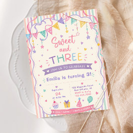 Convites Doce e Três doces de confeitaria pastel 3º anivers