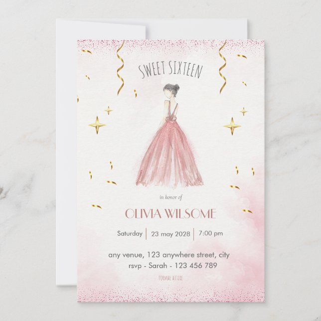 Convites Doce Elegante Sessenta Aniversário (Frente)