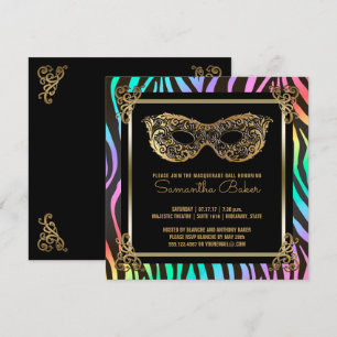 Convites Doce Festa de 16 Mascarada   Doce 16 Zebra