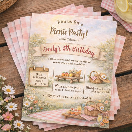 Convites Doce Festa de Aniversário Boho ao Ar Livre Picnic