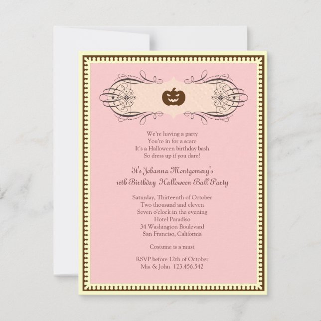 Convites Doce Festa de Festa de Bola de Halloween (Frente)
