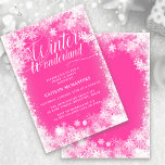 Convites Doce Festa de Inverno de 16 Festas de Neve Rosa<br><div class="desc">Maravilha Elegante de inverno Sweet 16 aniversario apresenta uma bela caligrafia cercada por um floco de neve e borda de neve. Os flocos de neve pop contra o bonito fundo rosa claro. Você pode mudar a cor de fundo para qualquer cor. A Wonderland de inverno não pode ser mudada, mas...</div>
