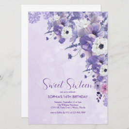Convites Doce Floral de Lavanda Elegante Dezesseis