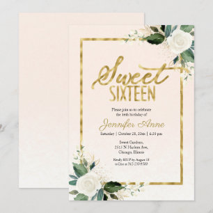 Convites Doce Floral Delicado Branco Bege Floral