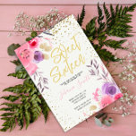 Convites Doce Floral Púrpura Rosa Dourado, Doce Sessenta An<br><div class="desc">Celebre seus 16 doces em estilo radiante com este Dourado, rosa e roxo Convite de Aniversário Floral! Apresentando vibrantes florações de aquarelas em tons de lavanda e de pincel, aliados a sotaques de ouro que brilham, este design reúne elegância, encanto e brilho jovem. Perfeito para festas de jardim, jantas formais,...</div>