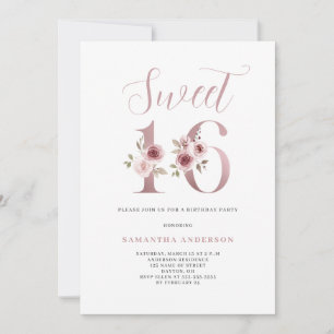Convites Doce Floral Rosa 16 Aniversário