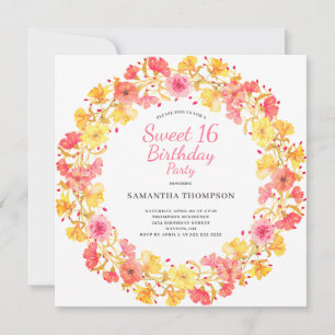 Convites Doce Floral Rosa 16 Aniversário